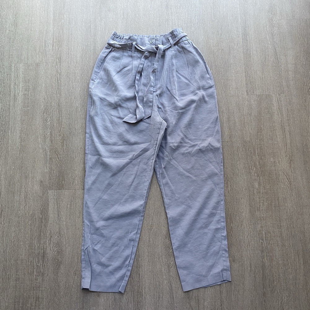 Simply‎ Vera Wang Paperbag Pleated Grey Blue Pants Women's Size Medium High Rise